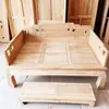 Cama Luohan de Olmo Branco sem acabamento Empurrar-puxar Corpo branco Cama toda em madeira maciça Sofá-cama Antigo Móveis Chineses Escultura