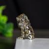 Enfeites de Leão Feitos de Resina e Cristais Naturais, Posição Sentada, Plantas Verdes de Leão, Decoração de Estátua para Desktop, Escritório, Casa