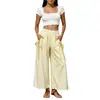 Ropa de Mujer de Comercio Exterior Transfronteriza Europea y Americana Amazon TEMU Wish Shein Pantalones de Pierna Ancha Elásticos con Bolsillo de Cordón Pantalones Cortos