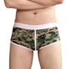 Ropa interior para hombre, calzoncillos tipo bóxer de algodón para jóvenes, de cintura baja, de camuflaje, bonitos y sexis, a la moda.