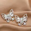 Novos Brincos de Borboleta com Corrente de Garra de Strass Mais Vendidos Acessórios de Orelha Exquisitos Casuais para Banquete Diário Joias de Noiva Atacado