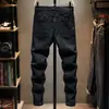 Jeans casual de alta qualidade para homens 2024 novo primavera e outono moderno lavado stretch justos skinny calças
