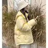 Casaco acolchoado com capuz estilo coreano, espesso e solto para mulheres, inverno, slim fit e que valoriza a silhueta, quente, para mulheres baixinhas