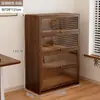 Librero a prueba de polvo de madera maciza integrado en la pared, gabinete de almacenamiento color nogal, gabinete de almacenamiento de pie, librero para el hogar