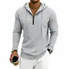 Sudadera con capucha de manga larga de punto gofrado versátil para hombre, moda casual de otoño, nueva, transfronteriza, europea y americana