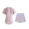 Traje deportivo casual para mujer 2026 nuevo ajustado de manga corta de verano ligero para correr secado rápido entrenamiento yoga fitness pantalones