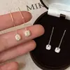 Estilo Francês Leve Luxo Borla Completa de Diamante Bola Bola Linha de Orelha Feminina Vingate Simples Estilo Frio Pingente de Orelha Estilo Mori Brincos Versáteis
