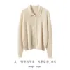 Cardigã elegante 100% cashmere com gola polo e fios dourados e prateados, jaqueta cintilante, cardigã de tricô de alta qualidade para outono e inverno