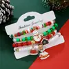 Conjunto de Pulseiras de Contas de Natal Coloridas com Letras Pulseira Elástica Pulseira com Atmosfera Festiva Vermelha e Verde Venda Quente Transfronteiriça