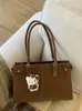 Bolsa Transversal Casual Nova de Grande Capacidade Cor Sólida Retrô Outono e Inverno Moda Casual Portátil Bolsa Tote de Axila