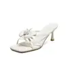 Nuevas Pantuflas de Tacón Alto Florales de Verano 2026 para Mujer, Tira Fina, Punta Abierta, Moda Francesa Versátil, Sandalias de Tacón de Aguja