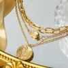 Collares Personalizados Transfronterizos Promocionales Europeos y Americanos, Colgantes de Discos Apilados de Moda, Juego de 3 Collares, Venta Directa de Fábrica