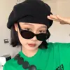Gafas de Sol Cat-Eye para Mujer, Estilo Retro Nuevo 2024, Estilo Europeo y Americano de Gama Alta, Estilo Americano, Cara Pequeña, Gafas de Sol Negras para Playa