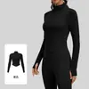 Novas Roupas de Yoga Femininas Outono Inverno Gola Alta Manga Longa Jaqueta Corrida Esportes Pilates Fitness Roupas Top