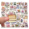 50 Pegatinas de Graffiti de Plantas y Flores Creativas de Dibujos Animados, Pegatinas Impermeables para Diario DIY, Cuaderno, Equipaje