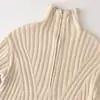 Atacado Fábrica de Roupas Femininas Transfronteiriça Outono 2026 Manga Longa Gola Alta Canelado Zíper Tricô Top Peça de Sobrepor