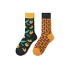 Calcetines de Moda Originales Asimétricos Estilo AB para Mujer Calcetines de Algodón de Verano Zhejiang Arte de Dibujos Animados Personalizado Calcetines de Algodón de Tubo Medio para Hombres y Mujeres