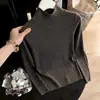 Camiseta de Lã Tricotada de Manga Longa com Gola Alta Meia-Calça Feminina Outono/Inverno 2026