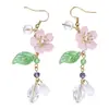 Pendientes de Ganchillo con Flores Transfronterizos Europeos y Americanos Pendientes Largos Franceses con Borlas Pendientes Retro Literarios Dulces Nuevos Super Hada Mori Girl