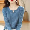 Cárdigan de punto acanalado estilo francés, suéter corto para mujer, diseño de cuello tijera, mangas largas, prenda exterior a la moda y elegante