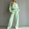 Conjunto de Moletom Casual Minimalista de Manga Curta e Longa e Calça de Pernas Largas Europeu 2026 Nova Coleção Outono/Inverno