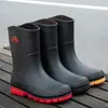 Botas de lluvia cortas transfronterizas para hombre, antideslizantes, impermeables, de moda, con forro polar, zapatos de goma, para trabajo en cocina, zapatos de agua, cubrebotas