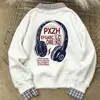 Moletom Xadrez Versátil sem Capuz com Gola Polo Patchwork para Mulheres Outono e Inverno 2025 Casual Solto Estilo Coreano Tendência Top