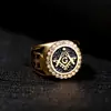 Anillo Cruzado de Aleación Creativa para Hombres, Joyería Europea y Americana Transfronteriza, Anillo Chapado en Oro Incrustado con Diamantes, Accesorio de Mano Metálico Galvanizado Vintage