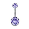 Clavo de Ombligo de Titanio F136 Diente Interno Doble Cabeza Cuatro Garras Zircón Redondo 5A Cuerpo de Aleación de Titanio G23 Joyería para Piercing Anillo de Ombligo