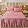 Faldón de cama acolchado grueso tipo 1.8 m cubrecama de una sola pieza funda de cama antideslizante sábana guardapolvo cama de 1.5 m juego de tres piezas