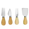 Cuchillo para Queso de Acero Inoxidable Spot Gadget Práctico Multifuncional de Cocina Cuchillo para Queso Madera de Acacia Cuchillo Burease Transfronterizo