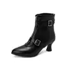 En Stock 2026 Nuevo Estilo Otoño e Invierno Hebilla de Cinturón Tacón Medio Moda Europea y Americana Botas para Mujer Talla Grande Botines