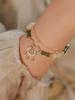 Pulsera de bambú olivino estilo chino de estilo nacional con lluvia ahumada alrededor del bambú, pulsera de doble capa apilada para mujer en nicho