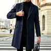 Novo casaco masculino de outono e inverno, estilo europeu e americano transfronteiriço, com gola de lapela, tamanho grande, acolchoado e espesso, sobretudo longo até o joelho para homens