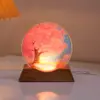 Luz de Noche de Cristal de Luna Adorno Luminoso Lámpara Creativa de Conejo Decoración de Escritorio de Dormitorio Luz Ambiental Regalo de Vacaciones
