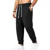 Pantalones Deportivos Casuales de Punto Liso con Cordón para Hombre, Joggers con Rayas Verticales Jacquard, Puños Elásticos, Ropa de Otoño e Invierno para Hombre