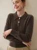 Suéter de Caxemira Moderno com Gola Polo, Novo Top Macio de Caxemira Pura para Outono e Inverno Feminino, Tendência