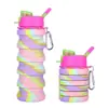 Botella de agua plegable de silicona transfronteriza, conveniente para ciclismo al aire libre, hecha de material de silicona de grado alimenticio