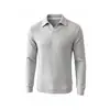 Comercio Electrónico Transfronterizo Sudadera con Capucha de Manga Larga con Cuello Camisero de Algodón para Hombre Estilo Old Money Otoño/Invierno Camisa Base de Rayas Ajustada POLO
