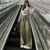 Jeans Rasgado Estiloso Estilo Americano para Mulheres, Novos Calças de Outono de Perna Reta Tamanho Plus Vintage Comprimento Total Perna Larga, Caimento Solto