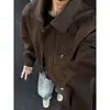 Nova Jaqueta Marrom Retrô Americana para Homens, Design de Marca Tendência, Jaqueta de Couro Casual com Lapelas para Casais