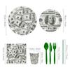 Mm238 Dólar Estadounidense Plato de Cena de 100 Dólares Vajilla Navideña para 8 Personas Set de 4 Piezas Platos de Papel Servilletas de Papel Vasos de Papel