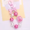 Llavero Colgante de Oso de Dibujos Animados Lindo para Hacer Tú Mismo Accesorios de Cuentas Redondas de Agujero Recto de Color Caramelo Decoración para Funda de Auriculares