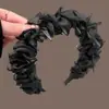 2025 Nueva Horquilla Celebridad de Internet Coreana Diadema de Encaje Crema para Mujer con Corona Alta y Diadema Ancha Antideslizante Accesorio para el Cabello