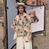 Camisa Floral de Manga Curta para Férias no Havaí para Mulheres Roupas de Viagem para Sanya Camisa Estilo Hong Kong Praia Litorânea Super Fada