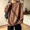 Camiseta Henley de manga comprida lisa para homens, camada base outonal de peso pesado com corte solto, nova camiseta POLO da moda 2026