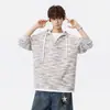 Suéter de malha macio com capuz estilo americano moderno, duas peças falsas, para homens, novo suéter de moda outono e inverno para adolescentes