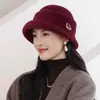 Nuevo sombrero de lana retro de tweed estilo francés para mujer, moderno sombrero de pescador de lana para otoño e invierno, sombrero tipo cubo elegante y que adelgaza el rostro