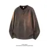 Camiseta Nueva para Hombre Primavera/Otoño Estilo Old Money Casual Americano Relajado Tie-dye Cuello Henley Manga Larga Camiseta Superior para Hombre