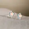 Brincos de Tarraxa Estrela Iridescente Exquisitos e Simples para Mulheres Design de Nicho com Senso de Temperamento Pequeno Brinco de Pentagrama Presente para Namorada Melhor Amiga
